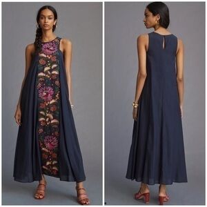 Anthropologie Samant chauhan embroidered halter maxi dress